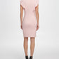 DKNY Women's Solid Cap Sleeve Keyhole Above the Knee Fit Flare Evening Dress Pink Size 16
