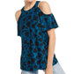INC Iternational Concepts Women's Cold Shoulder Printed Top Blue size Petite XL