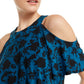 INC Iternational Concepts Women's Cold Shoulder Printed Top Blue size Petite XL