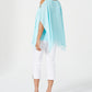 JM Collection Women's Split Sleeve Poncho Top Blue Size Petite L
