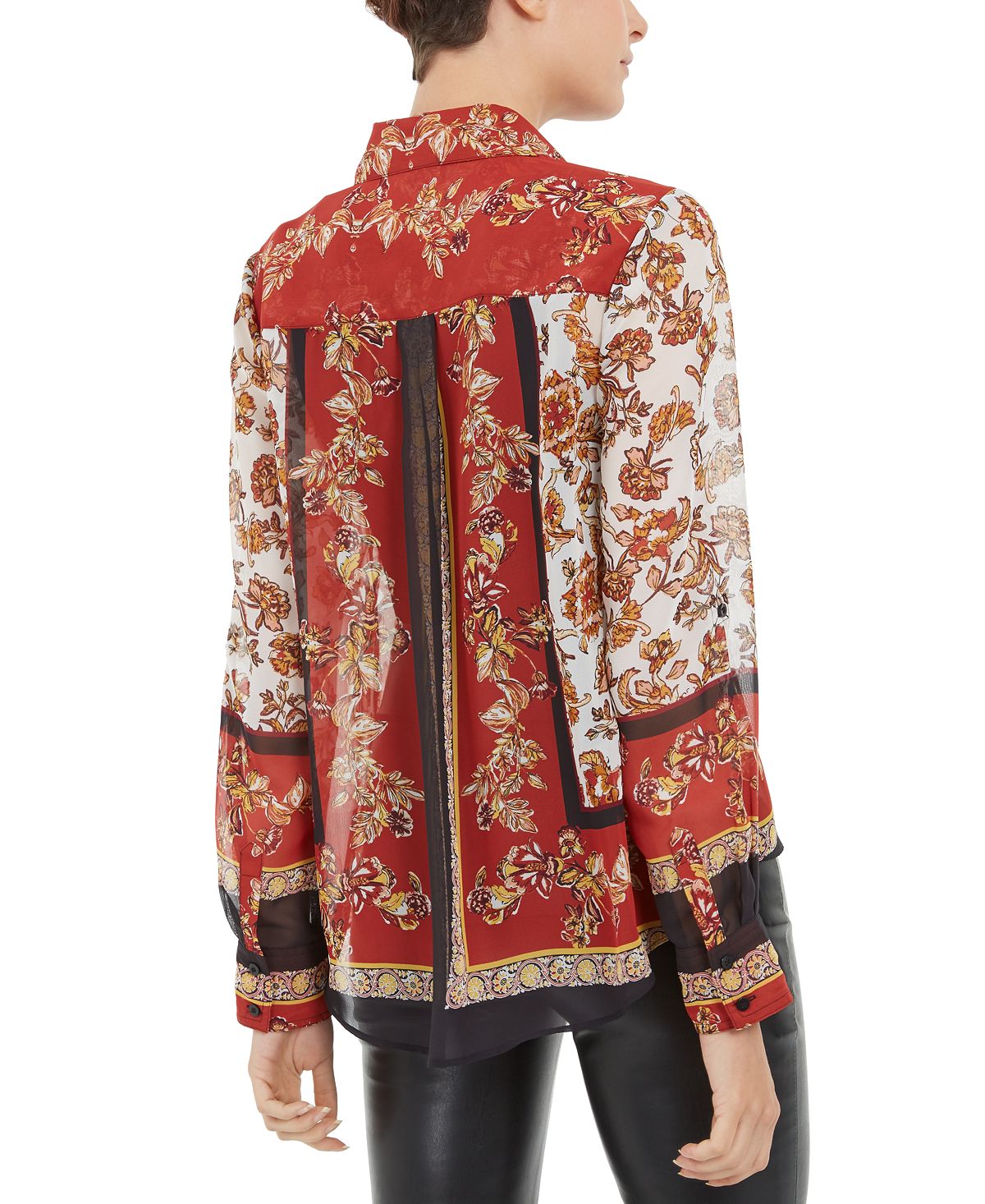 INC Iternational Concepts Women's Scarf Print Blouse Red Size Petite L
