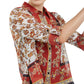 INC Iternational Concepts Women's Scarf Print Blouse Red Size Petite L