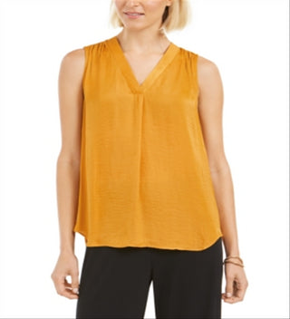 Alfani Women's Sleeveless V Neck Top Yellow Size Large