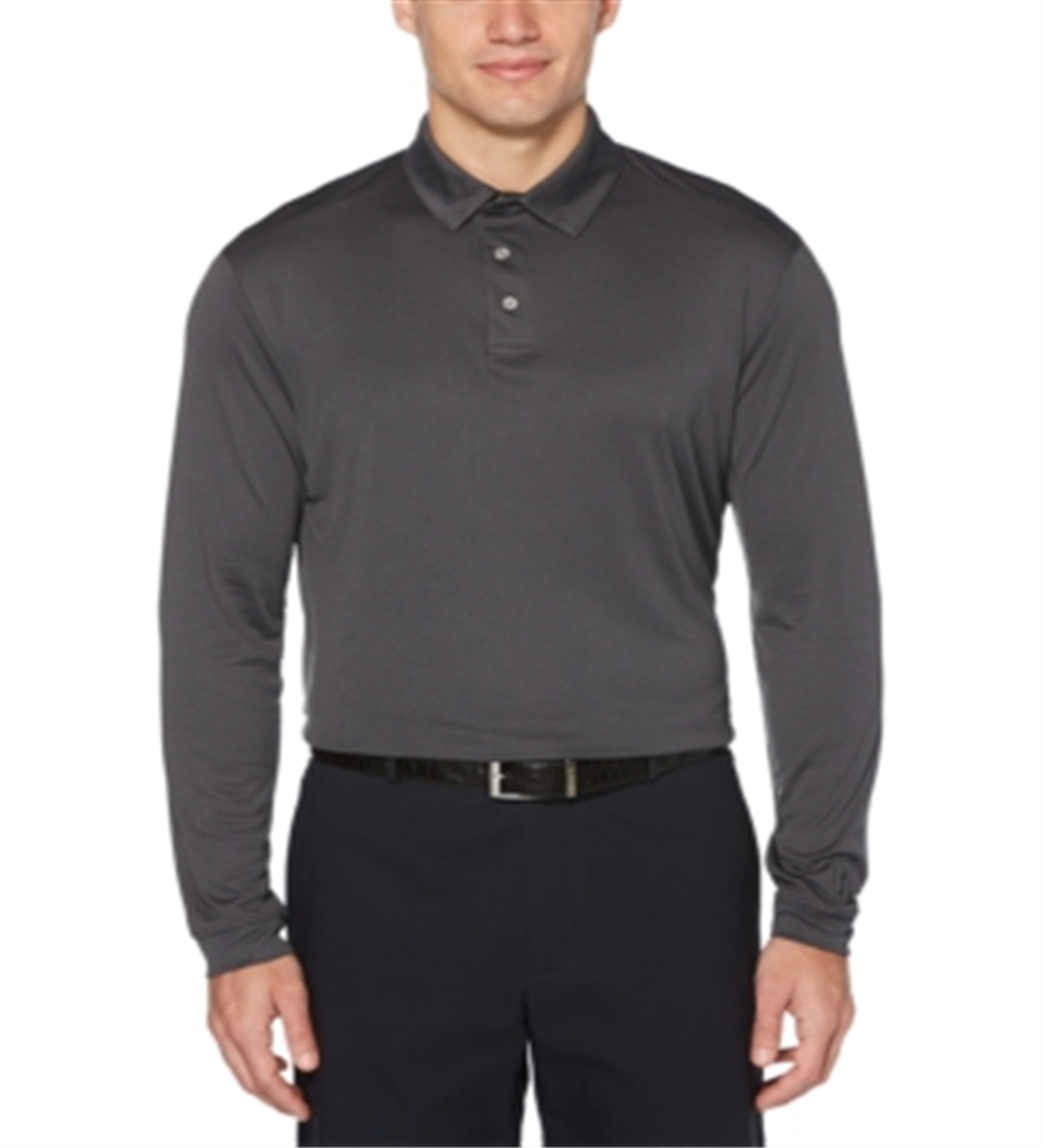Pga Tour Men's Long-Sleeve Polo Black Size X-Large
