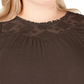 Style & Co Women's Lace Yoke Blouse Brown Size 0X