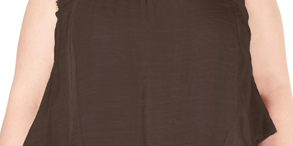Style & Co Women's Lace Yoke Blouse Brown Size 0X