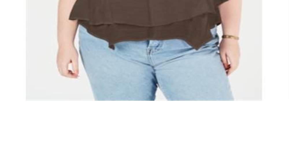 Style & Co Women's Lace Yoke Blouse Brown Size 0X