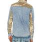 Buffalo David Bitton Men's Sarax Regular Fit Pieced Colorblocked Printed Shirt Blue Size Medium