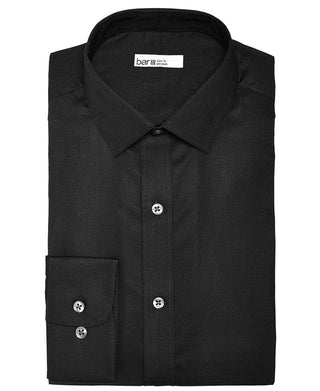 Bar III Men's Slim Fit Stretch Easy Care Textural Solid Dress Shirt Black Size M