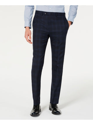 Calvin Klein Men's X Slim Fit Stretch Plaid Suit Separate Pants Blue Size 34X34
