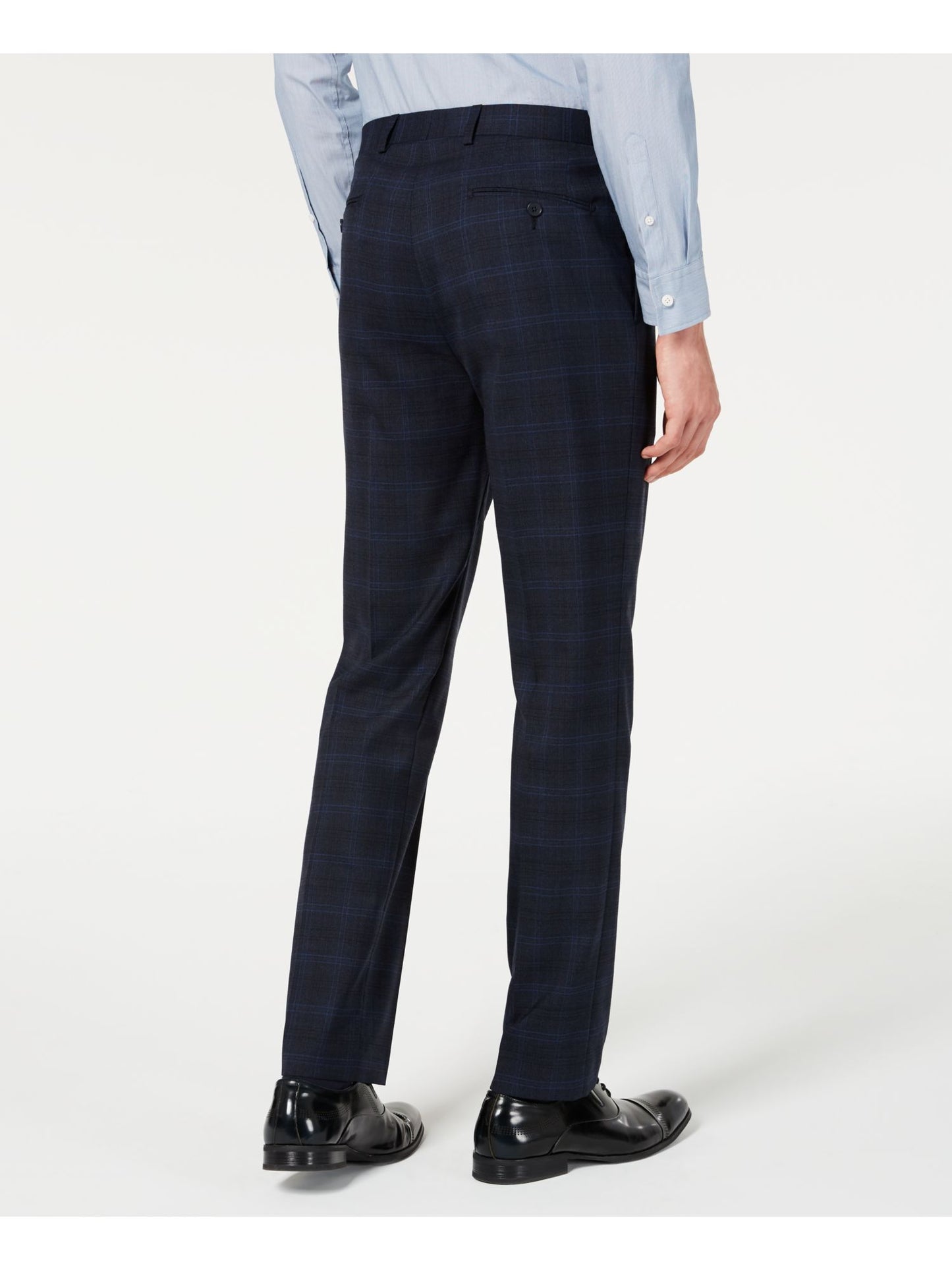 Calvin Klein Men's X Slim Fit Stretch Plaid Suit Separate Pants Blue Size 34X34