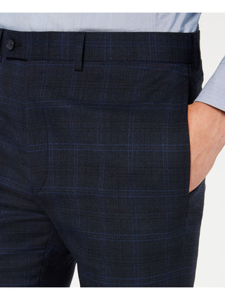 Calvin Klein Men's X Slim Fit Stretch Plaid Suit Separate Pants Blue Size 34X34