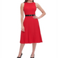 Tommy Hilfiger Women's Belted Jersey Pleated Dress Red Size 6 Petite