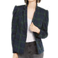 INC Iternational Concepts Women's Puff Sleeve Plaid Jacket Green  Size X-Small