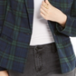INC Iternational Concepts Women's Puff Sleeve Plaid Jacket Green  Size X-Small