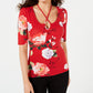 Guess Women's Floral Print Crisscross Top Red Size XS