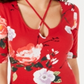 Guess Women's Floral Print Crisscross Top Red Size XS