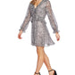 CeCe Women's Animal Print Ruffled Mini Dress Gray Size 14