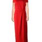 Ralph Lauren Women's Off the Shoulder Pleated Saran Evening Dress Red Size 12