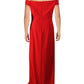 Ralph Lauren Women's Off the Shoulder Pleated Saran Evening Dress Red Size 12
