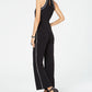 INC Iternational Concepts Women's Contrast Piping Halter Jumpsuit Black Size Petite XL