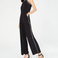 INC Iternational Concepts Women's Contrast Piping Halter Jumpsuit Black Size Petite XL