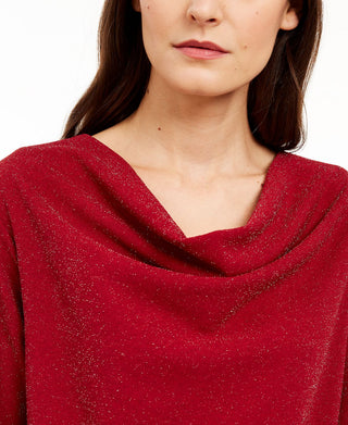 Monteau Women's Cowlneck Metallic Top Black Size 3XL