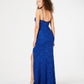 City Studios Junior's Rhinestone Glitter Lace Gown Blue Size 1