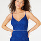 City Studios Junior's Rhinestone Glitter Lace Gown Blue Size 1