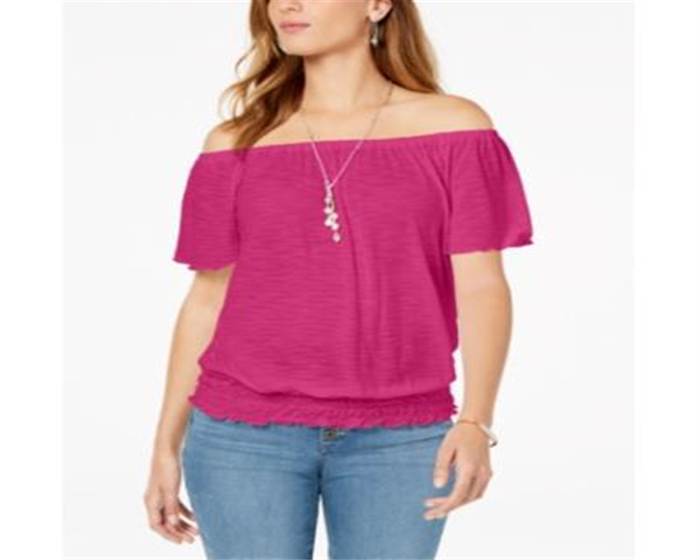 Style & Co Women's Convertible Off the Shoulder Top Pink Size Medium