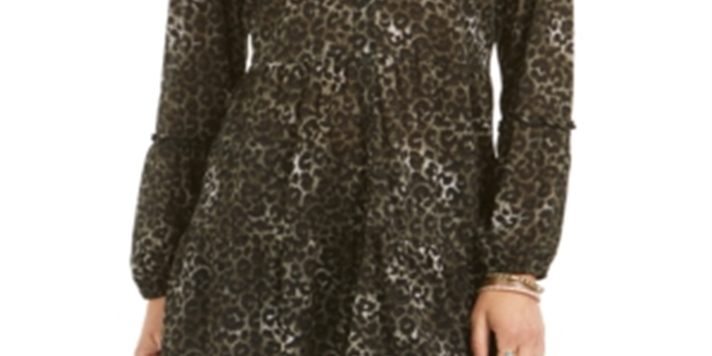 Style & Co Women's Floral Print Tie Shirt Green Size Petite L