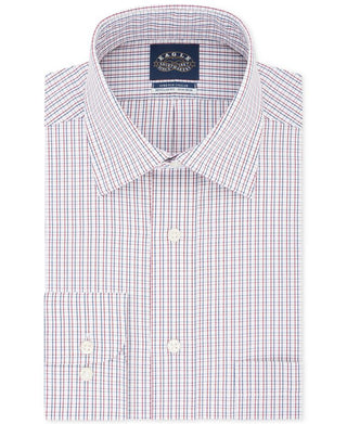 Eagle Men's Classic Regular Fit Non Iron Stretch Collar Check Dress Shirt Red Size XL