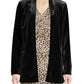 Calvin Klein Women's Long Sleeve Open Front Velvet Jacket Black Size 14