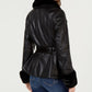 INC International Concepts Women's Faux Shearling & Faux Leather Aviator Jacket Black Size Small