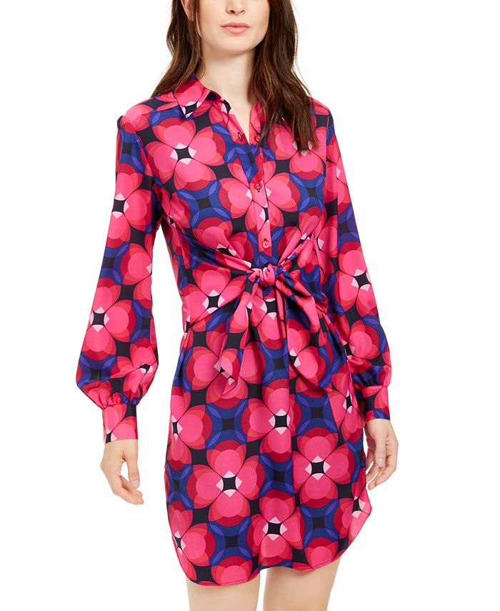 Trina Trina Women's Turk Printed Twist Front Shirtdress Pink Size X-Large