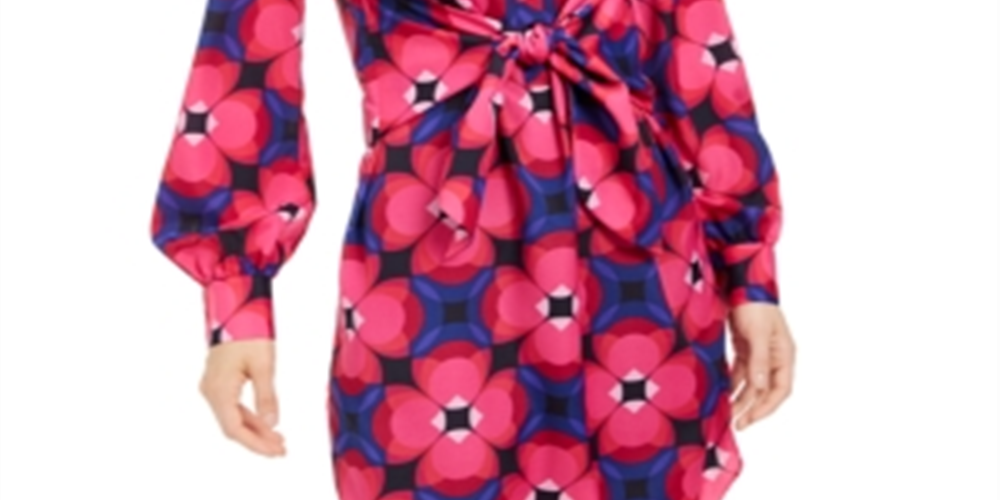 Trina Trina Women's Turk Printed Twist Front Shirtdress Pink Size X-Large