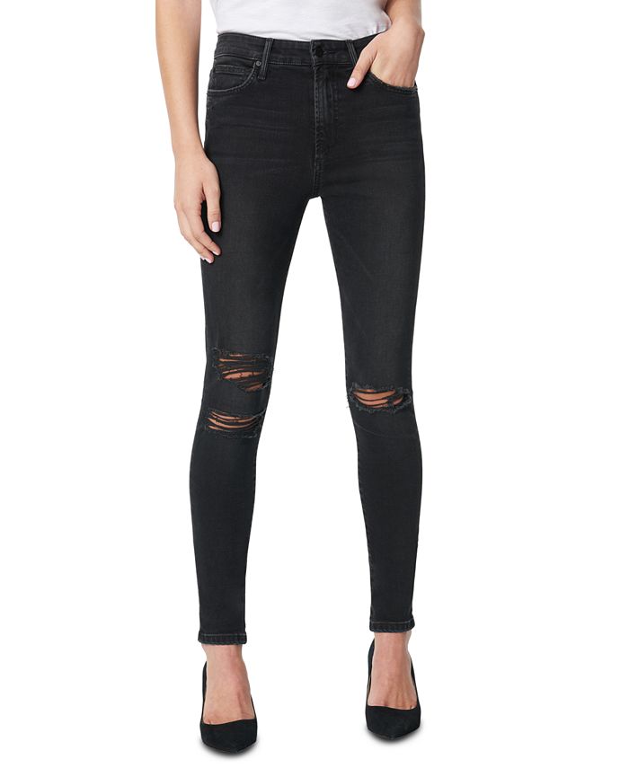 Joe's Jeans Women's the Charlie Distressed Skinny Ankle Jeans Black Size 29