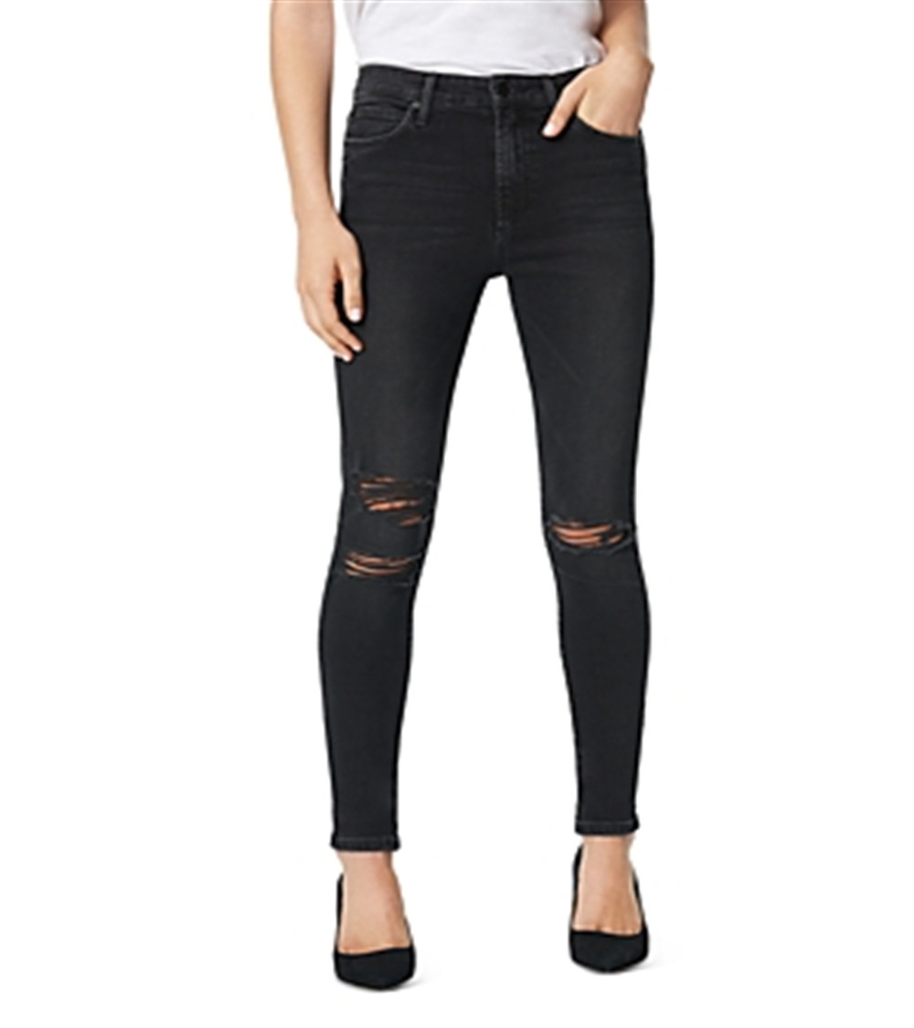 Joe's Jeans Women's the Charlie Distressed Skinny Ankle Jeans Black Size 29
