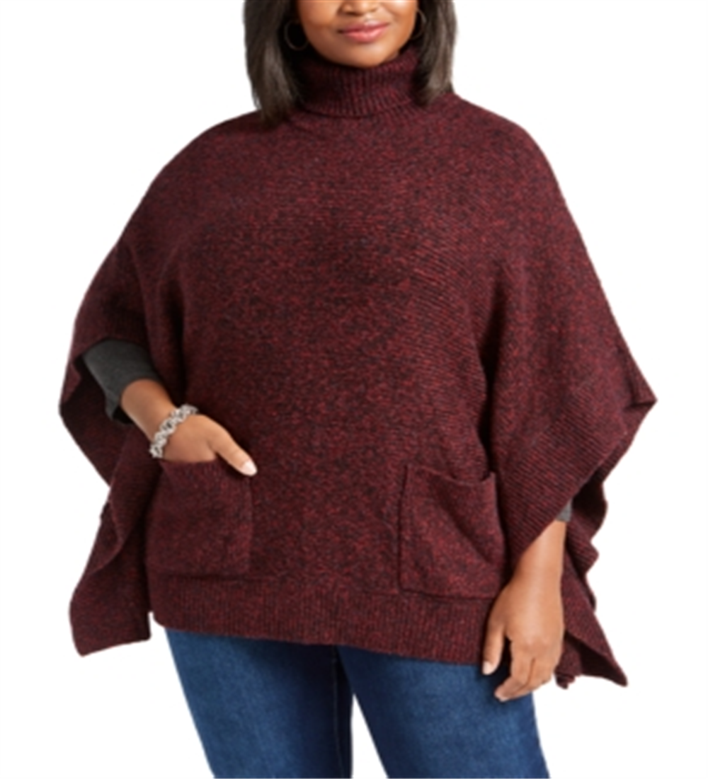 Michael Kors Women's Plus Turtleneck Poncho Red Size 2X