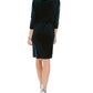 Jessica Howard Women's Velvet Cowl Neck Sheath Dress Green Size 6 Petite