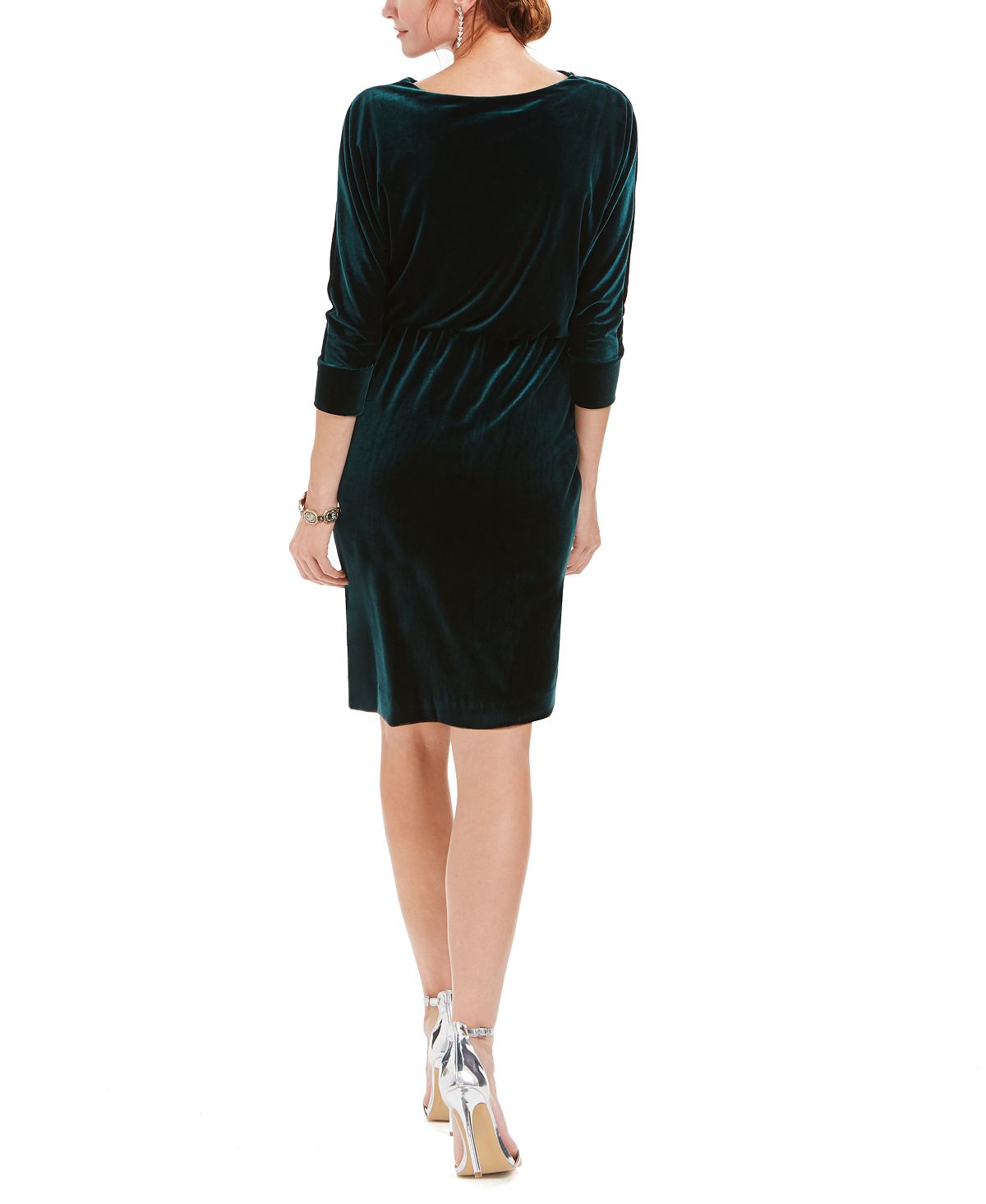 Jessica Howard Women's Velvet Cowl Neck Sheath Dress Green Size 6 Petite