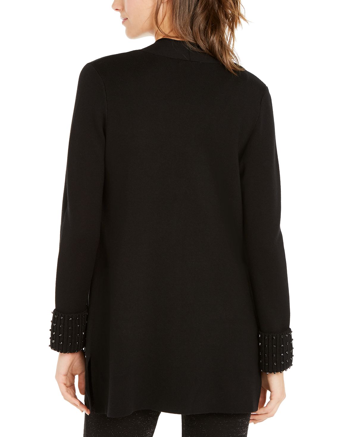 Alfani Women's Embellished Open Front Cardigan Sweater Black Size Small