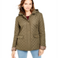 Charter Club Women's Quilted Hooded Jacket Green Size Petite