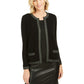 Charter Club Women's Lurex Trim Cashmere Cardigan Black Size Large