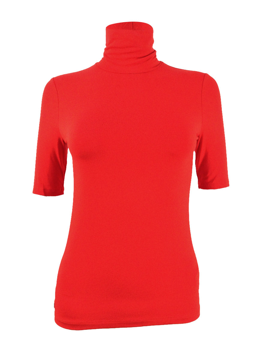 Ralph Lauren Women's Stretch Turtleneck Top Red Size Petite Small