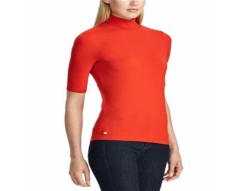 Ralph Lauren Women's Stretch Turtleneck Top Red Size Petite Small