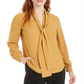 Bar III Women's Tie Neck Blouse Yellow Size Large