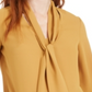 Bar III Women's Tie Neck Blouse Yellow Size Large