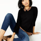Charter Club Women's Pure Cashmere Cheetah Print Layered Look Sweater Black Size Large