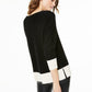 Charter Club Women's Ribbed Colorblocked Cashmere Sweater Black Size X-Large